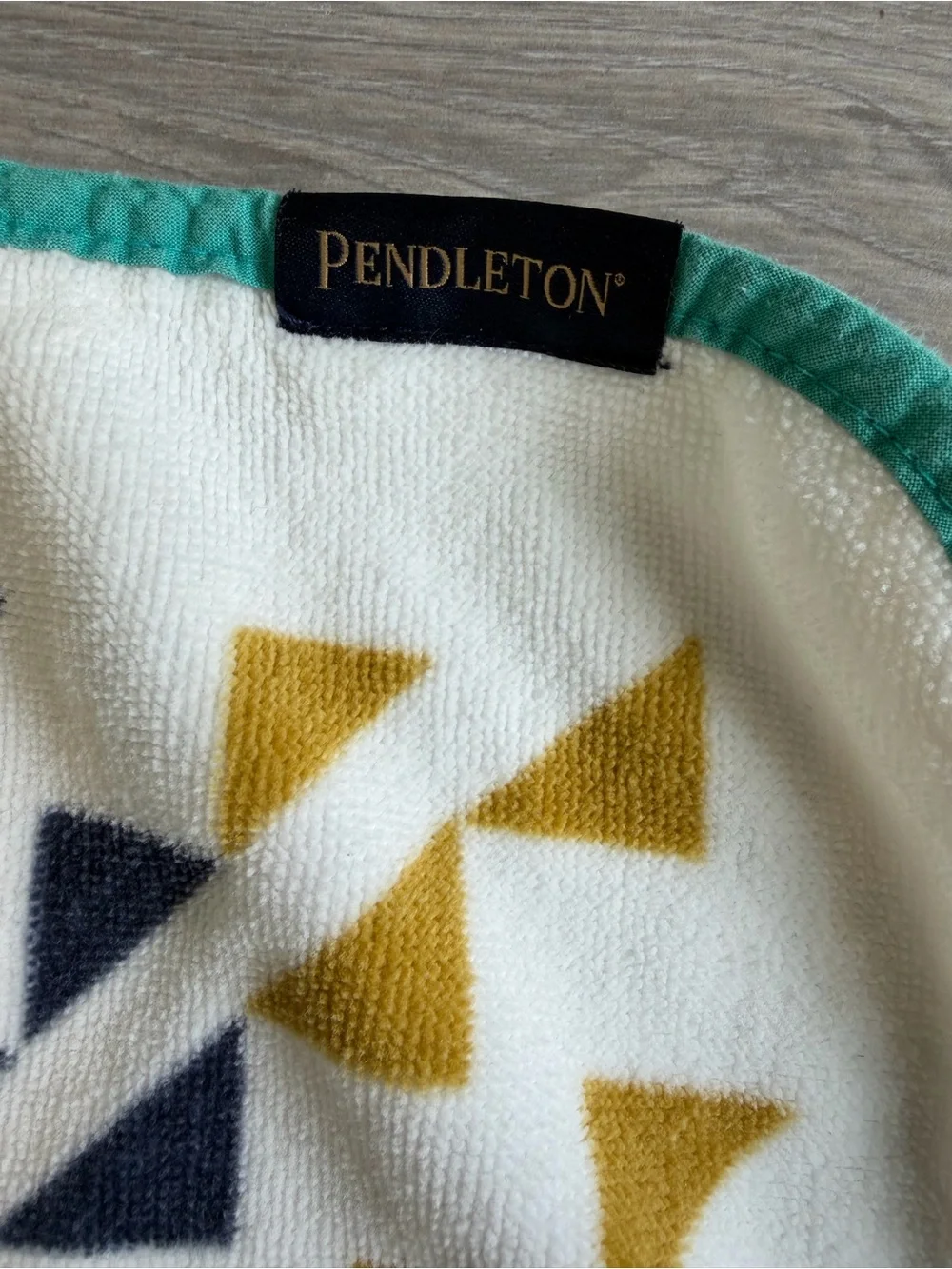 Pendleton Bath Hooded Towel - Aztec Pattern in Teal, Coral & Mustard